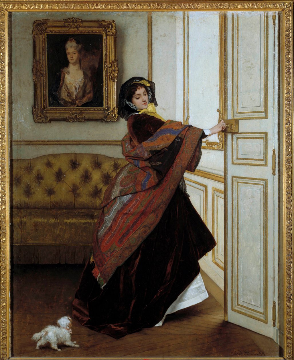 La dama con el perrito de Alfred Emile Stevens