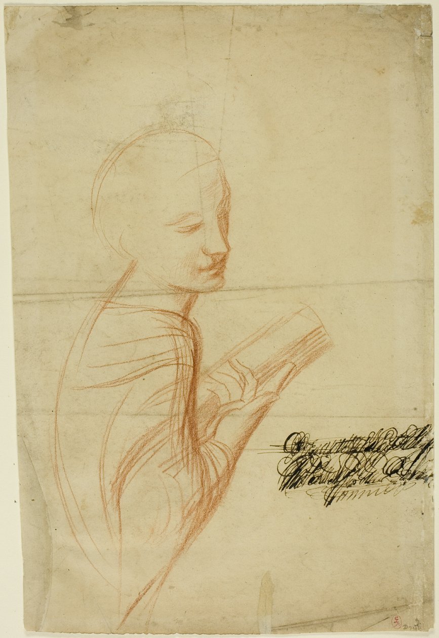 Mujer con libro (anverso); Bocetos de figura masculina (reverso) de Alfred George Stevens