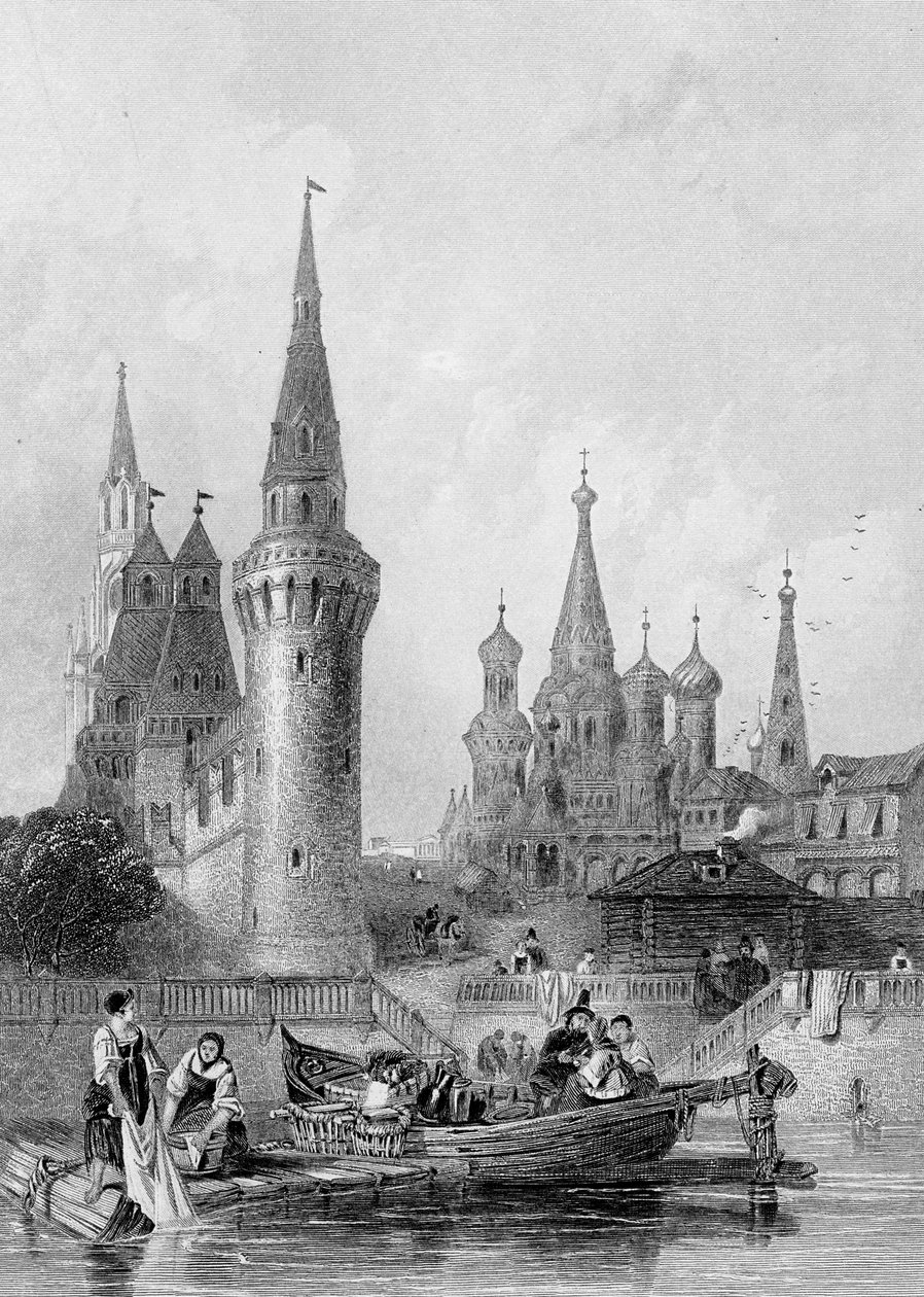 La iglesia de Vasili Blagennoi, Moscú, grabado por J. H. Kernot, c.1844 de Alfred Gomersal Vickers