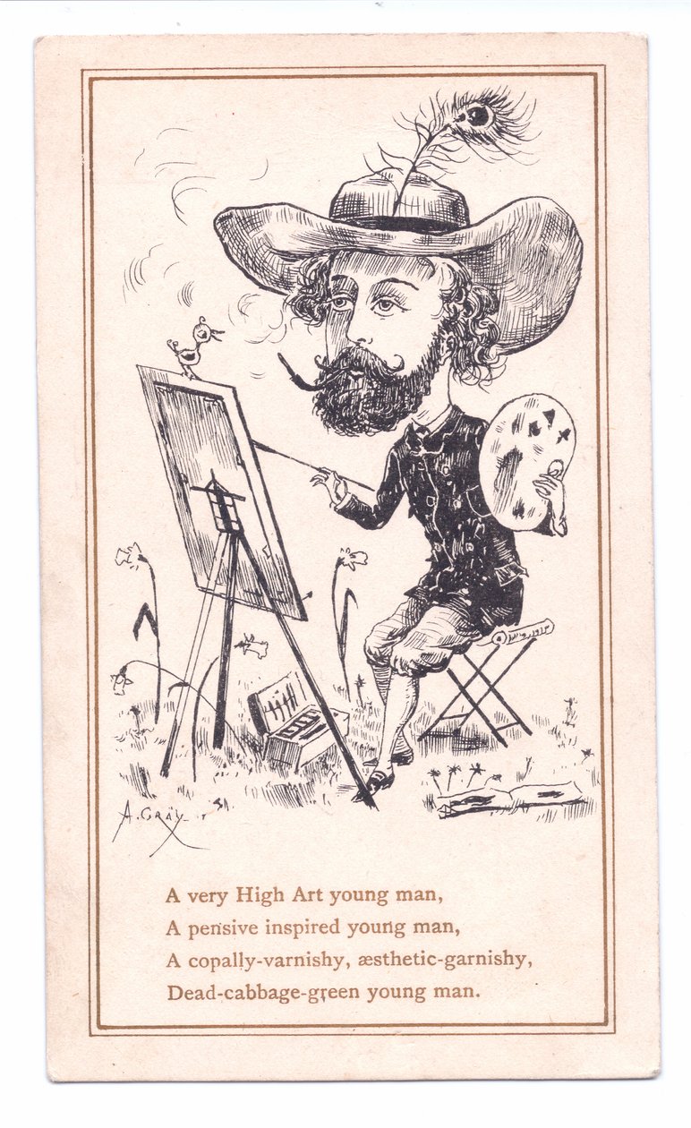 Tarjeta de Felicitación Victoriana de un artista estético pintando un cuadro, c.1881 de Alfred Gray