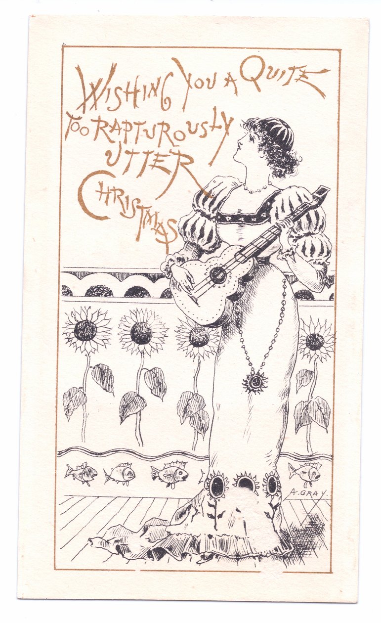 Tarjeta de felicitación victoriana de un estético tocando un violín, c.1881 de Alfred Gray