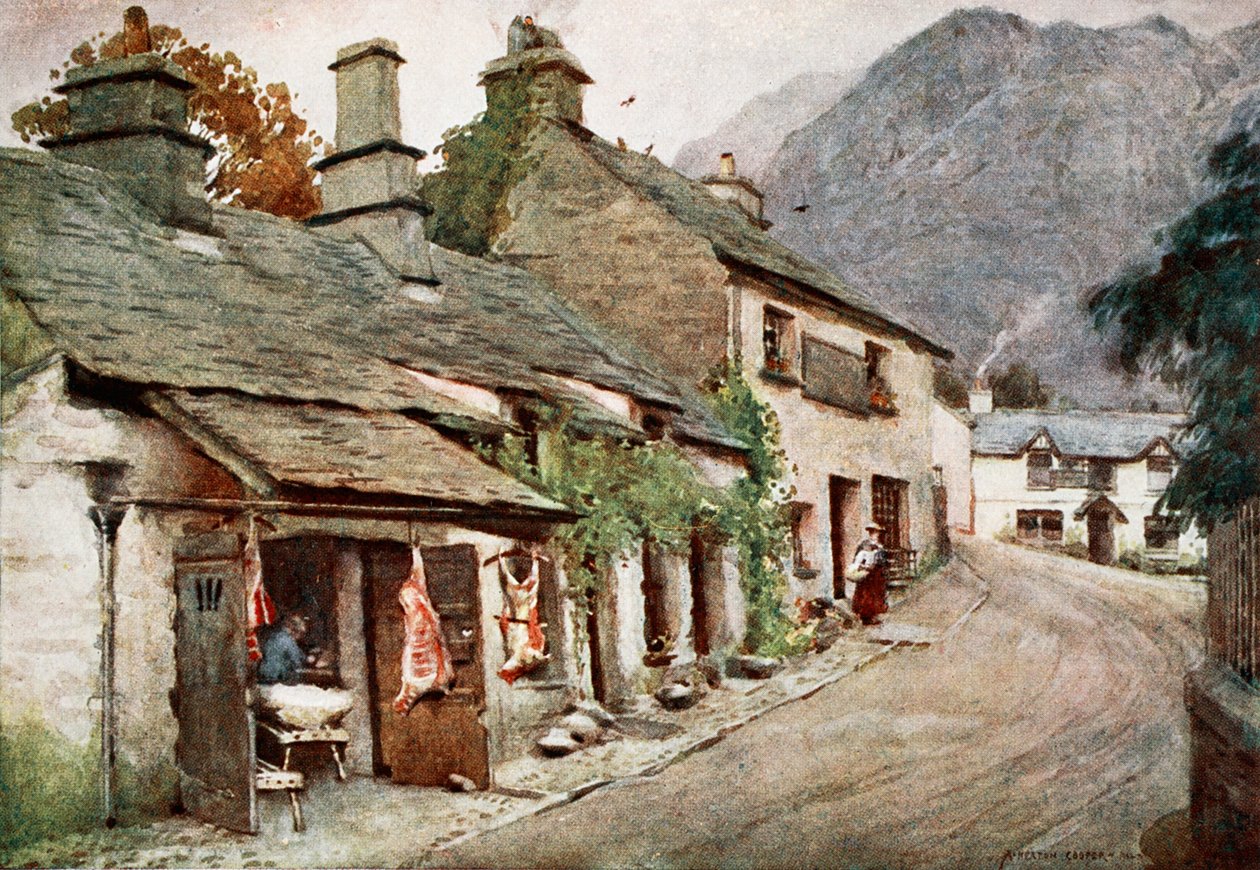 La vieja carnicería, Coniston Village, de una cartera de impresiones de las acuarelas originales, c.1920 de Alfred Heaton Cooper