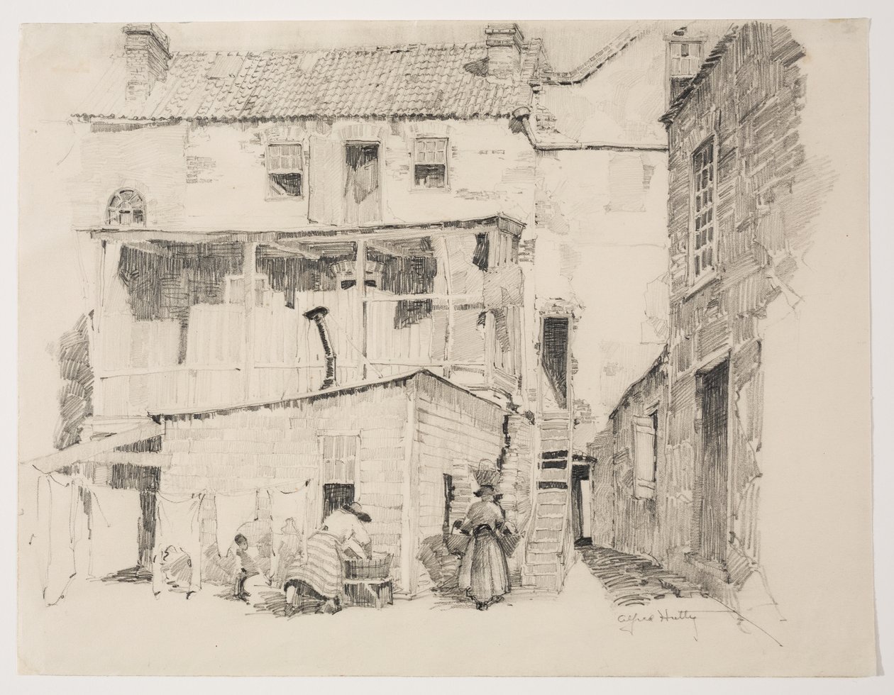 Lunes por la mañana en Charlestown, c.1877-1922 (lápiz) de Alfred Heber Hutty
