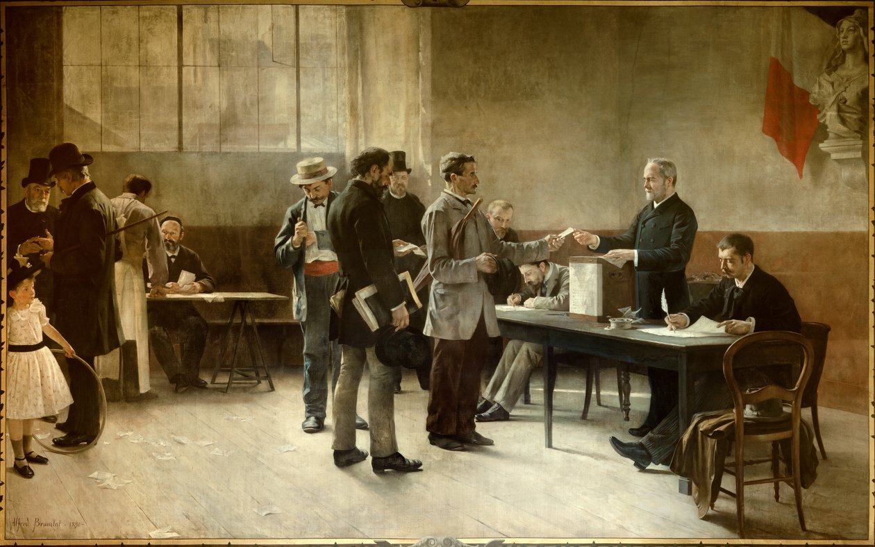 Sufragio universal Una mesa de votación en 1891. 1891 Les Lilas, Ayuntamiento de Alfred Henri Bramtot