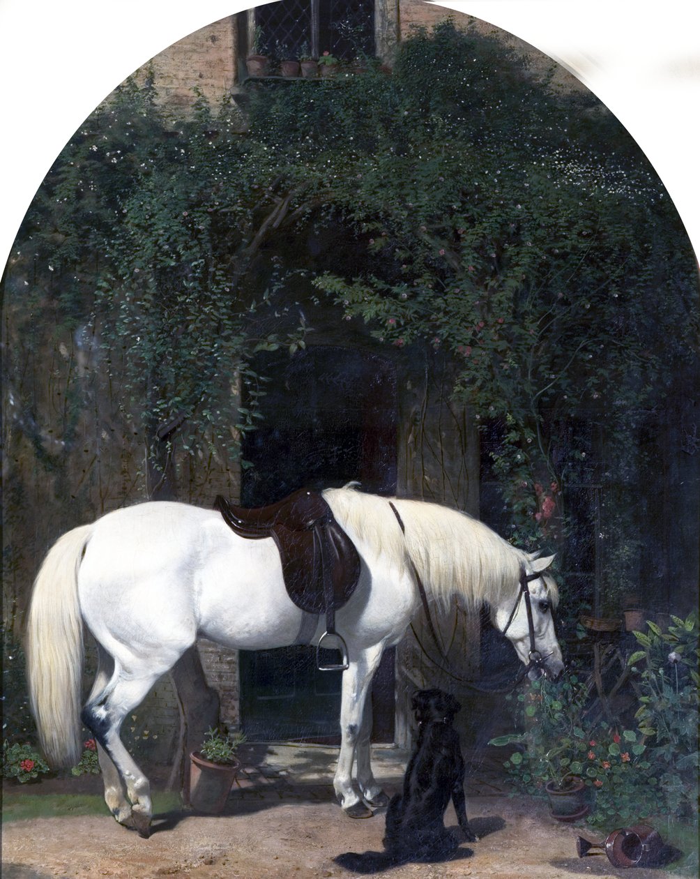 Caballo Blanco y Perro Retriever de Alfred Hichens Corbould