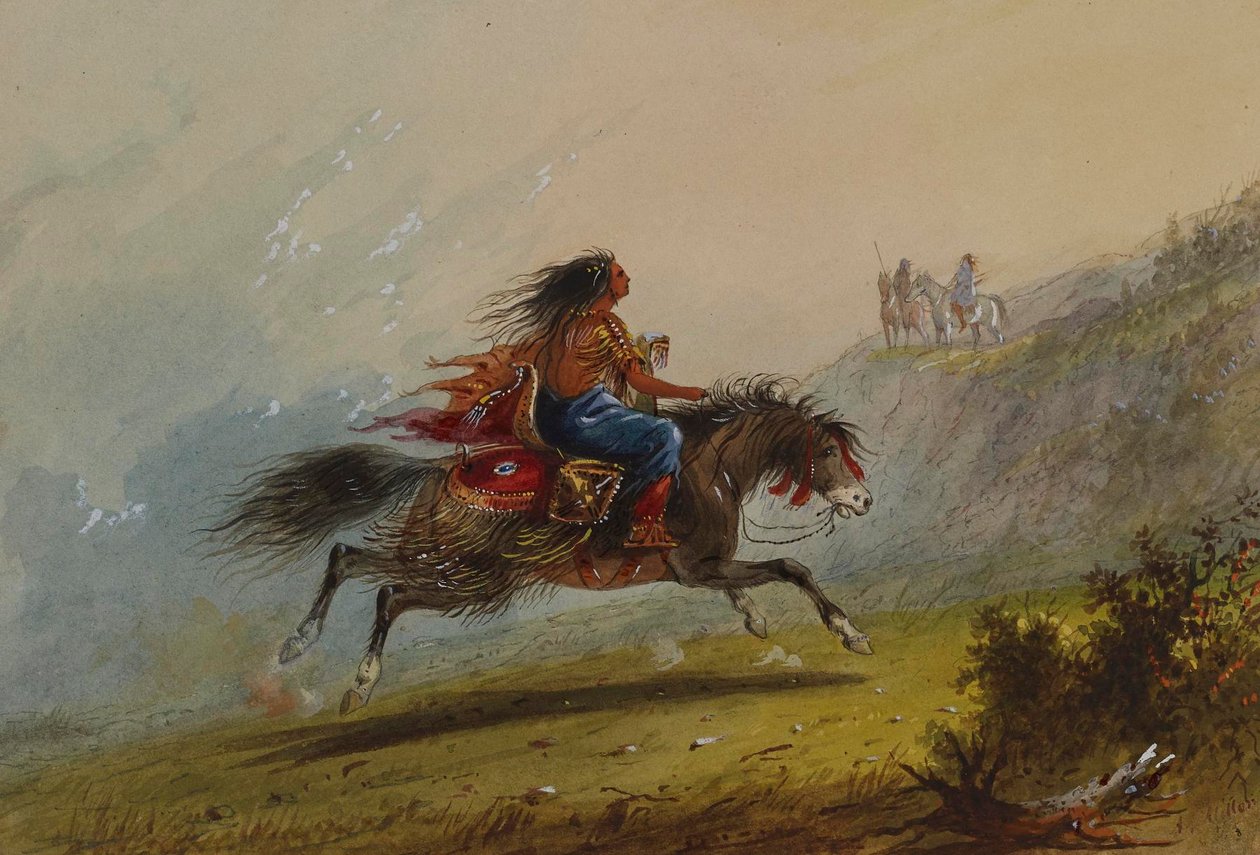 Una joven india (sioux) a caballo de Alfred Jacob Miller