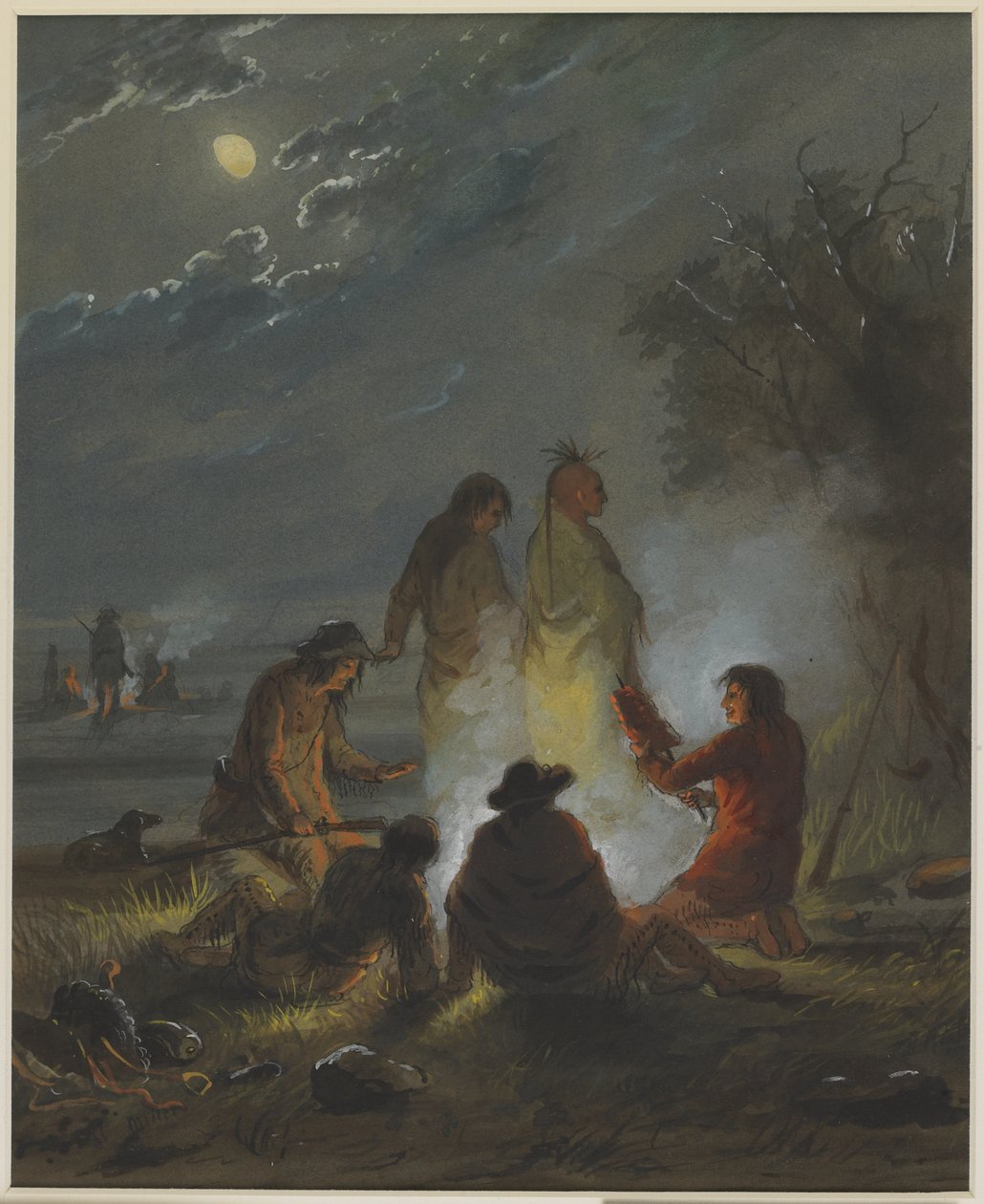 Hoguera, preparando la cena de Alfred Jacob Miller