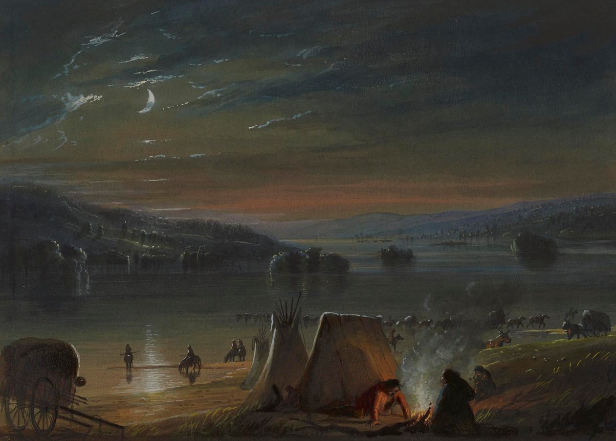 Cruzando el río: luz de luna de Alfred Jacob Miller