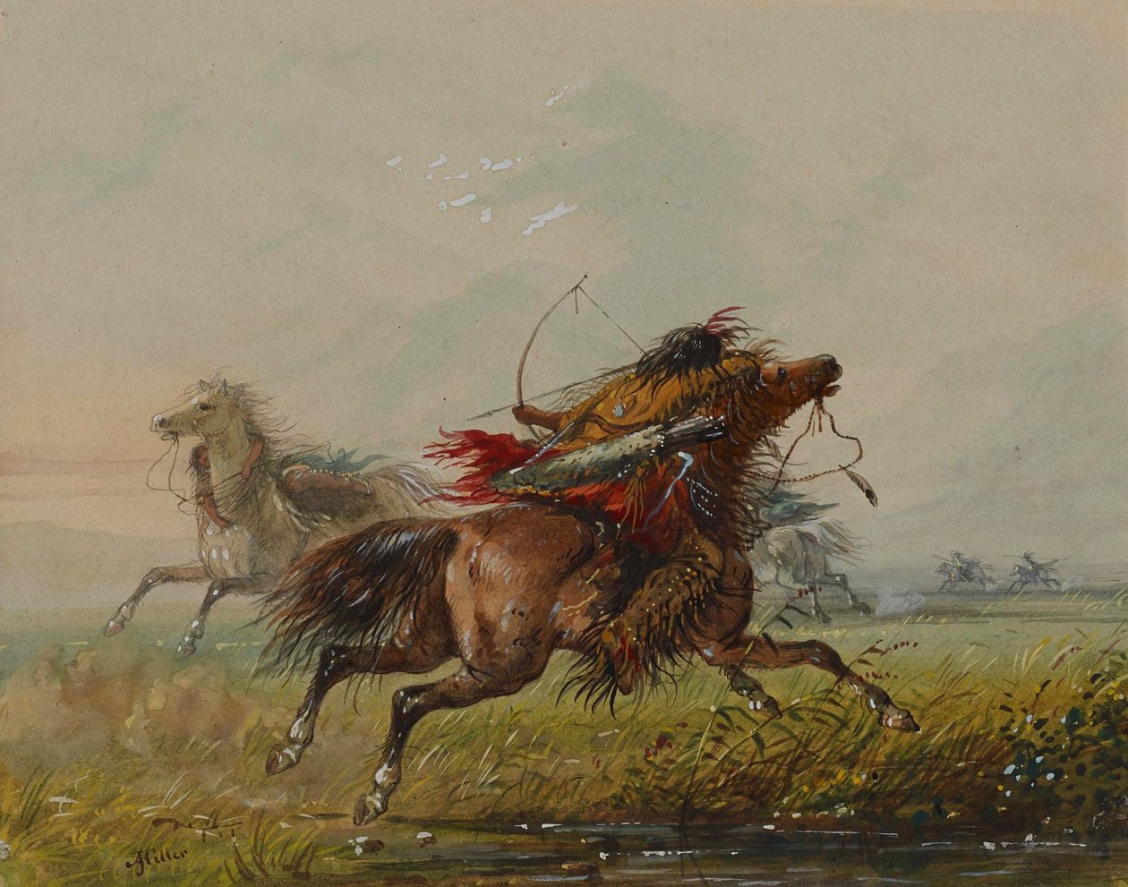 Esquivar una flecha (Cuervo) de Alfred Jacob Miller