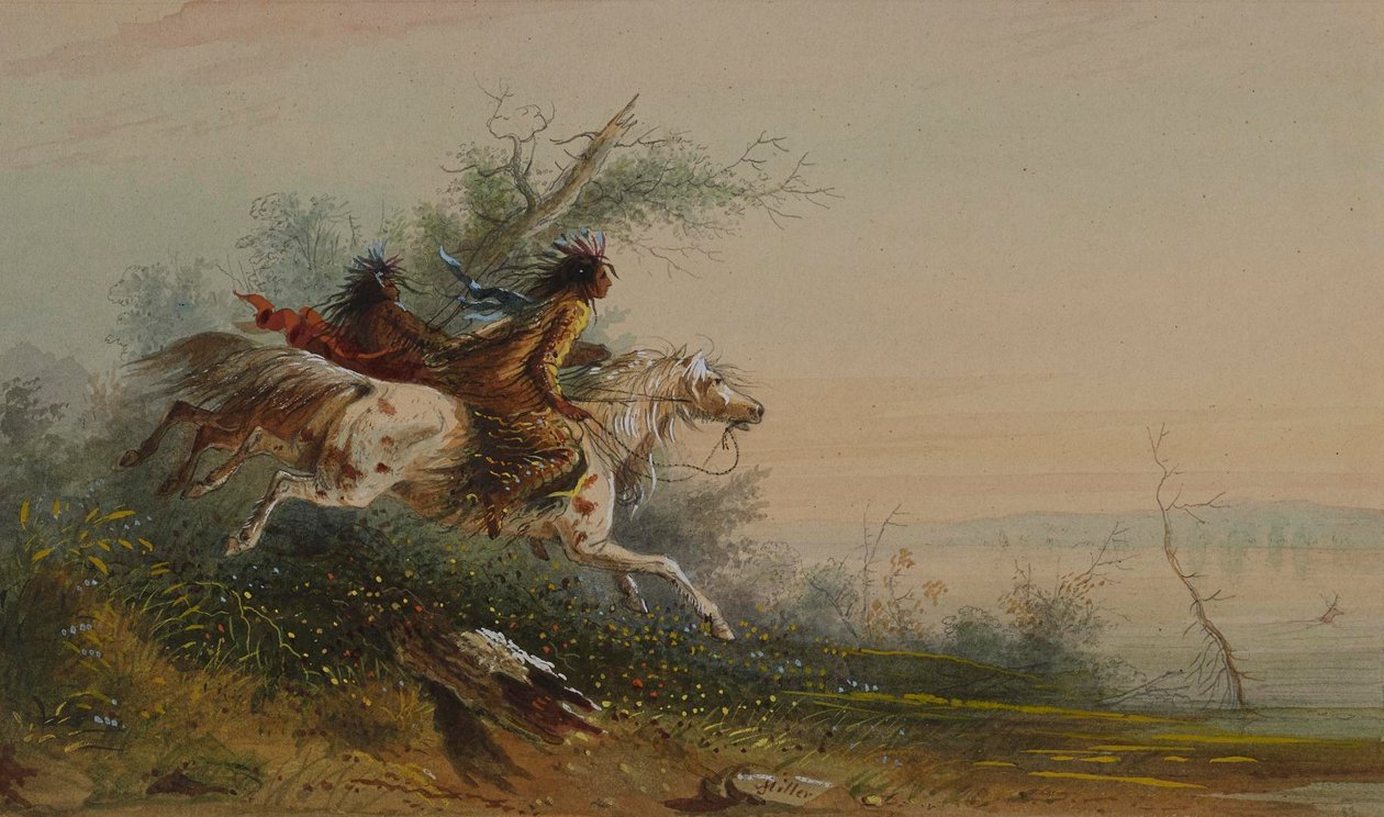 Alce cruzando a nado el Platte de Alfred Jacob Miller