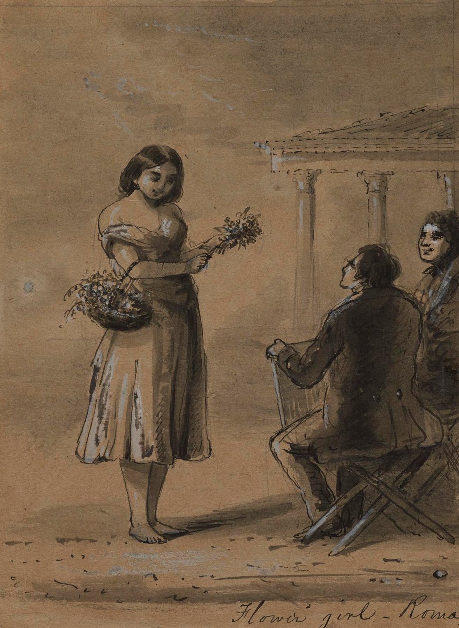 Muchacha vendiendo flores de Alfred Jacob Miller