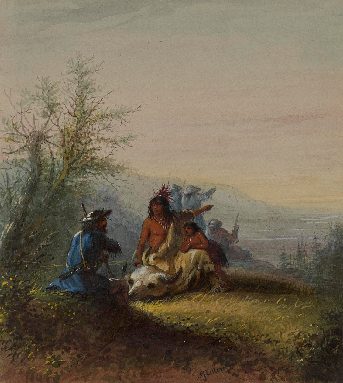 Grupo de un montañés y un indio de Kansas de Alfred Jacob Miller