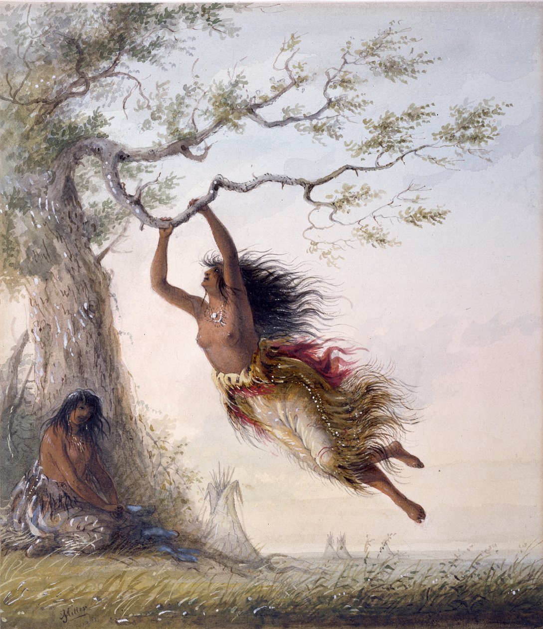 Niñas indias balanceándose de Alfred Jacob Miller