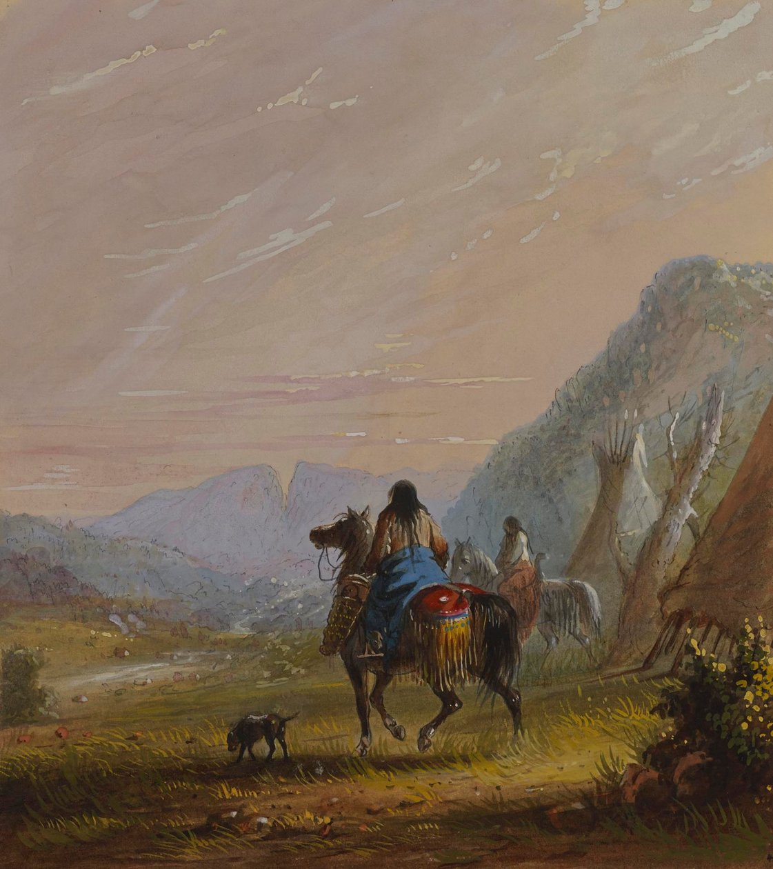 Mujeres indias a caballo en las inmediaciones de Cut Rocks de Alfred Jacob Miller