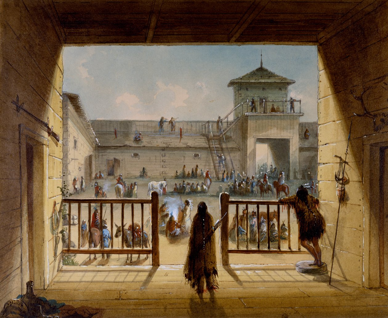 Interior de Fort Laramie de Alfred Jacob Miller