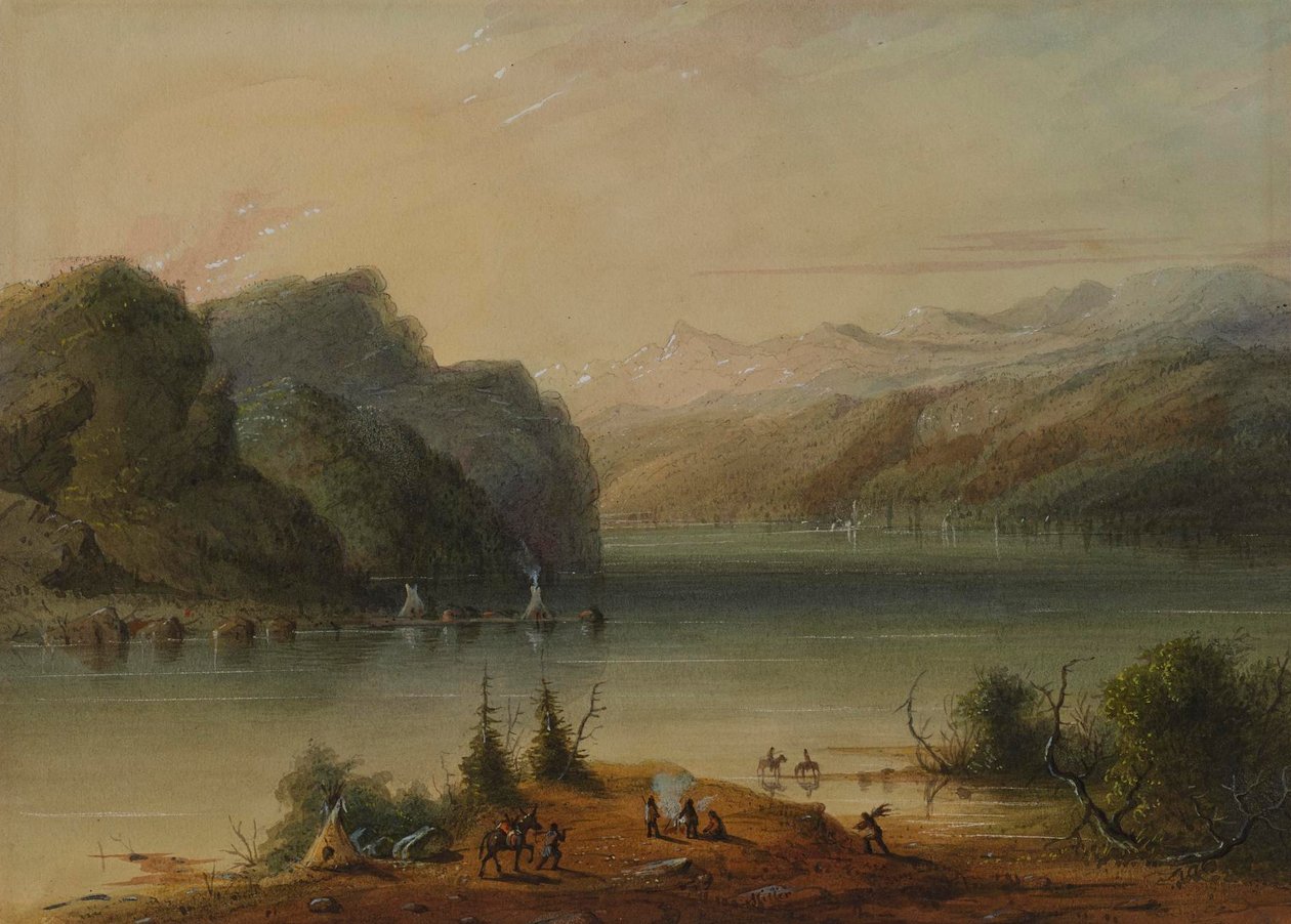 Paisaje lacustre - Montañas Wind River. de Alfred Jacob Miller