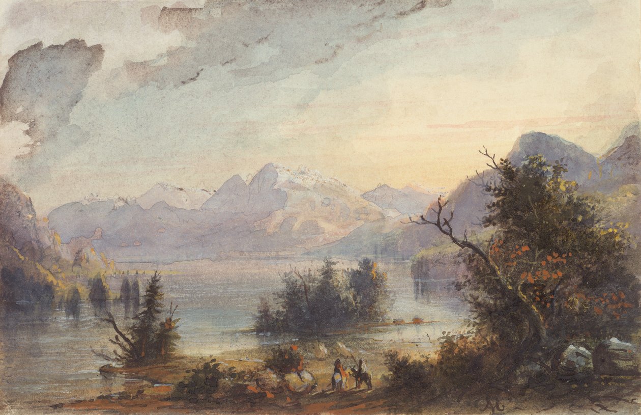Escena del lago, Montañas Rocosas, c.1837 (acuarela sobre papel) de Alfred Jacob Miller