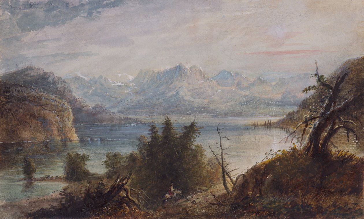 Lago, cadena montañosa de Wind River, c.1837 de Alfred Jacob Miller