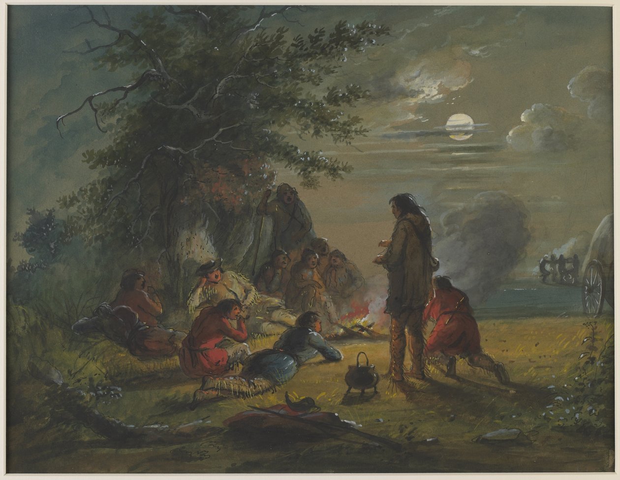 «Moonlight» - Escena del campamento de Alfred Jacob Miller