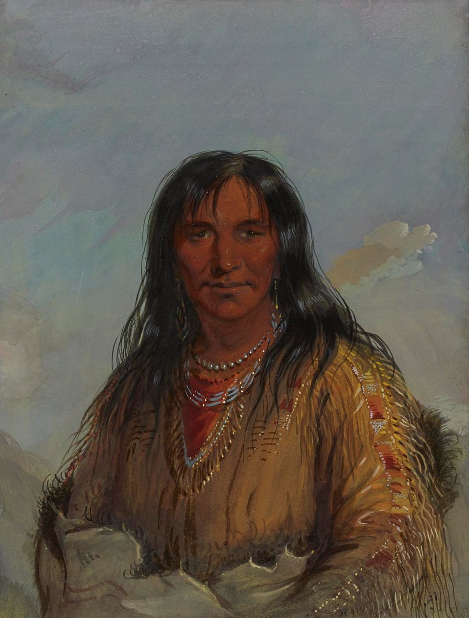 Pa-da-he: Wa-con-da - Cuerno de alce - un indio crow de Alfred Jacob Miller