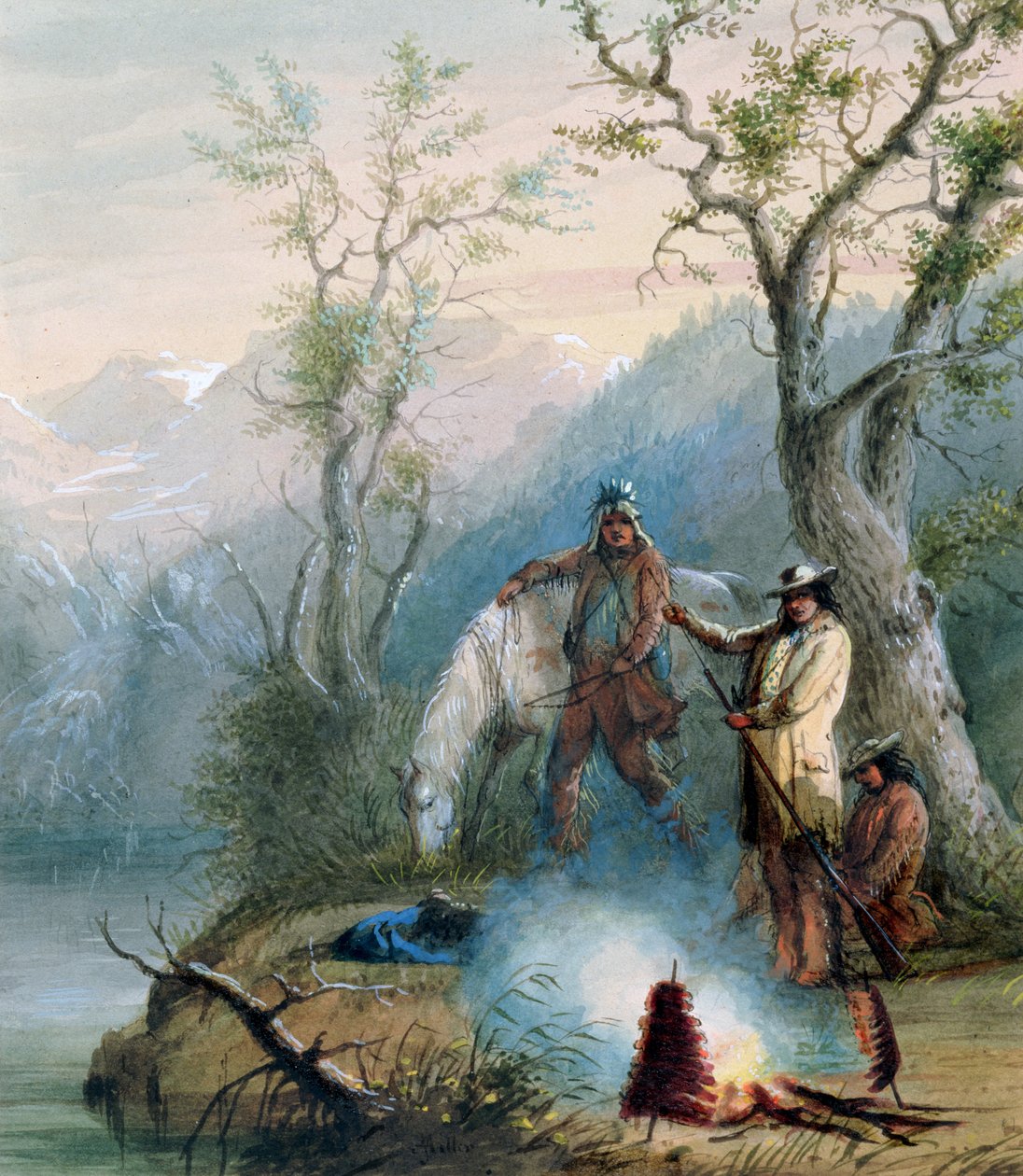 Asando la costilla de joroba, 1837 de Alfred Jacob Miller