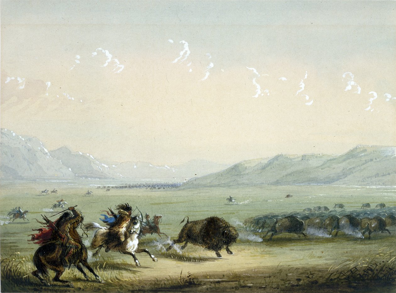 El búfalo que corre de Alfred Jacob Miller