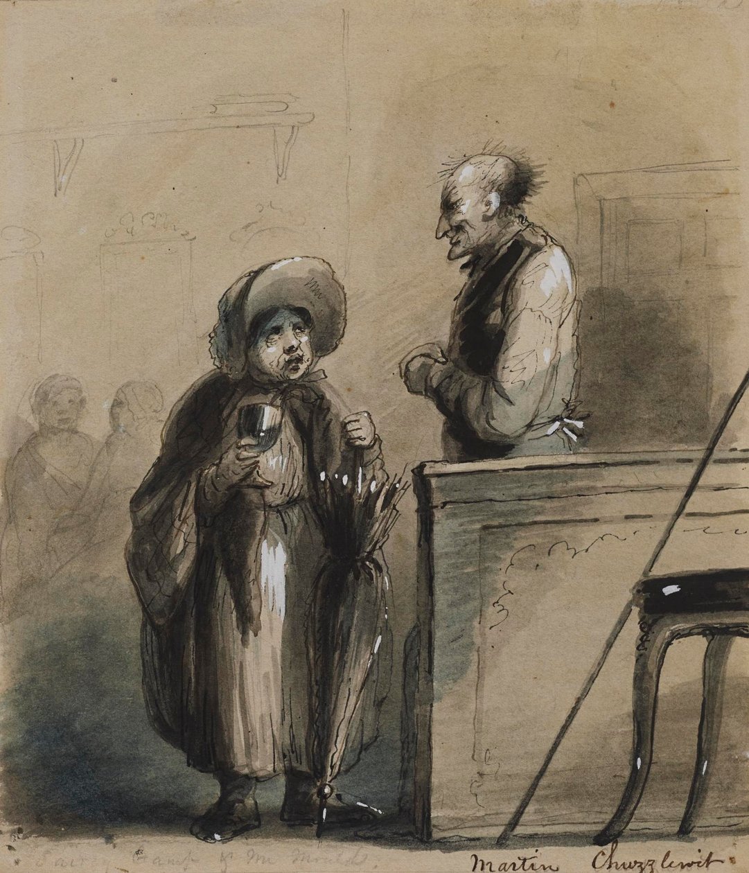 Sairey Gamp y el señor Mould de Alfred Jacob Miller
