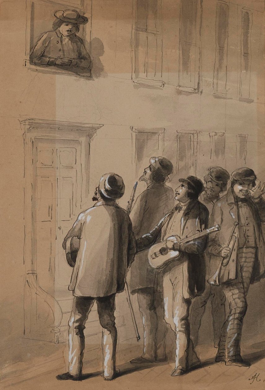 Cantantes de serenata bajo la ventana equivocada de Alfred Jacob Miller