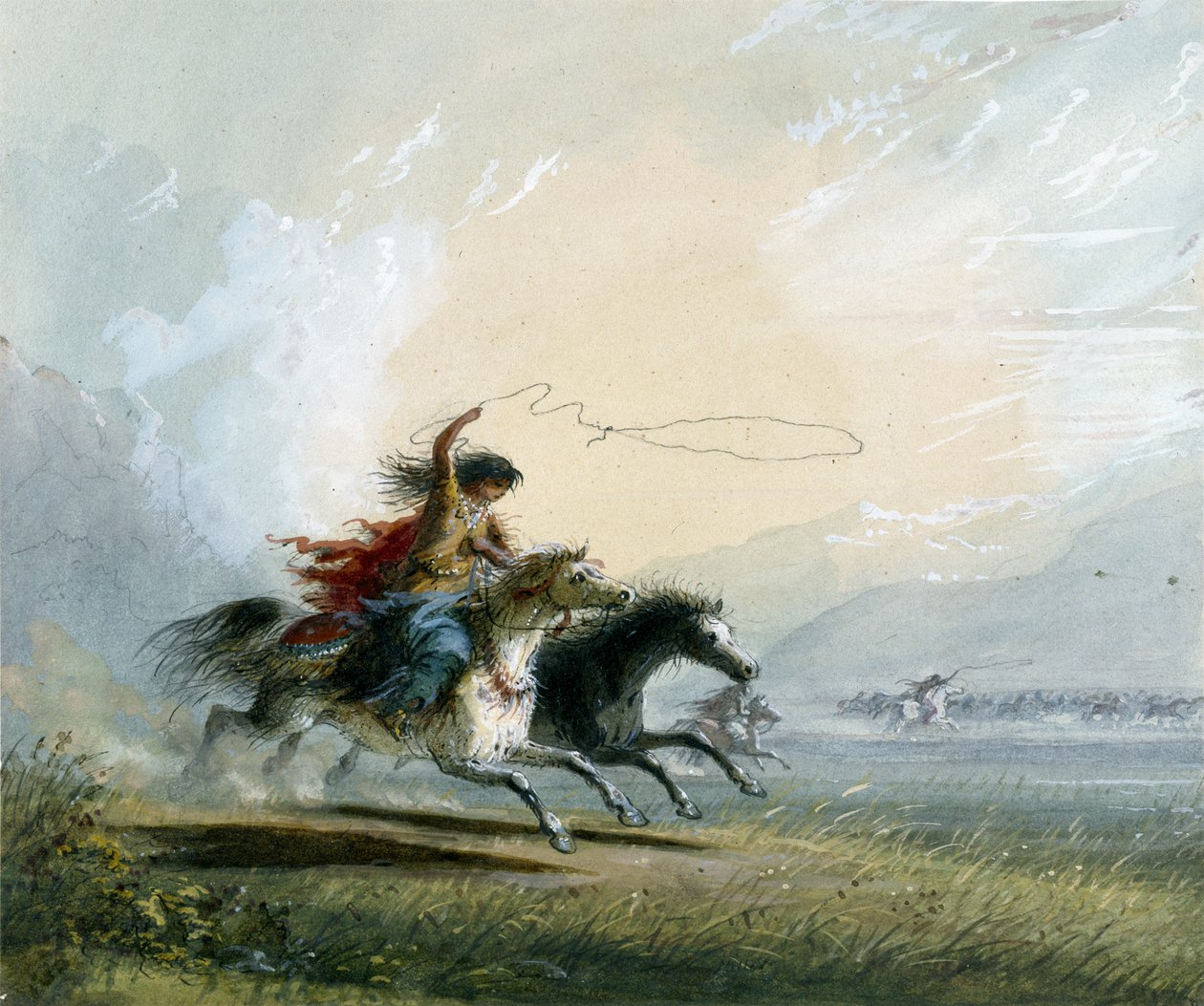 Mujer shoshone: capturando un caballo de Alfred Jacob Miller
