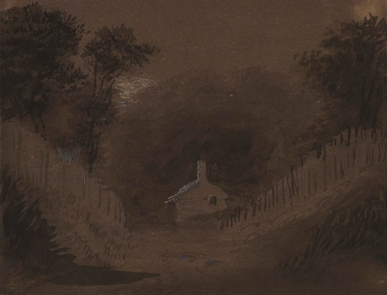 Pequeña casa entre árboles de Alfred Jacob Miller