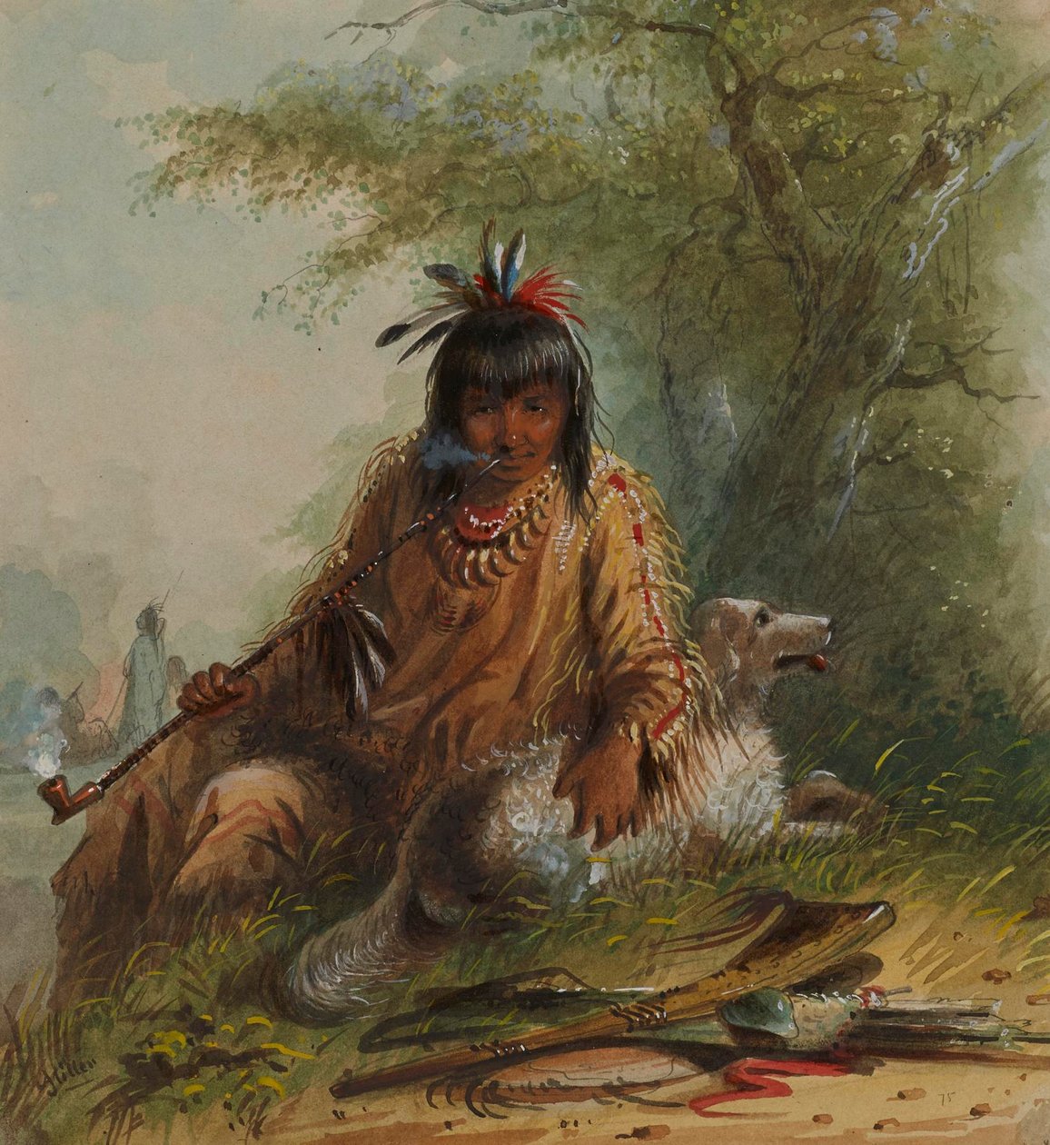 El indio Snake y su perro de Alfred Jacob Miller