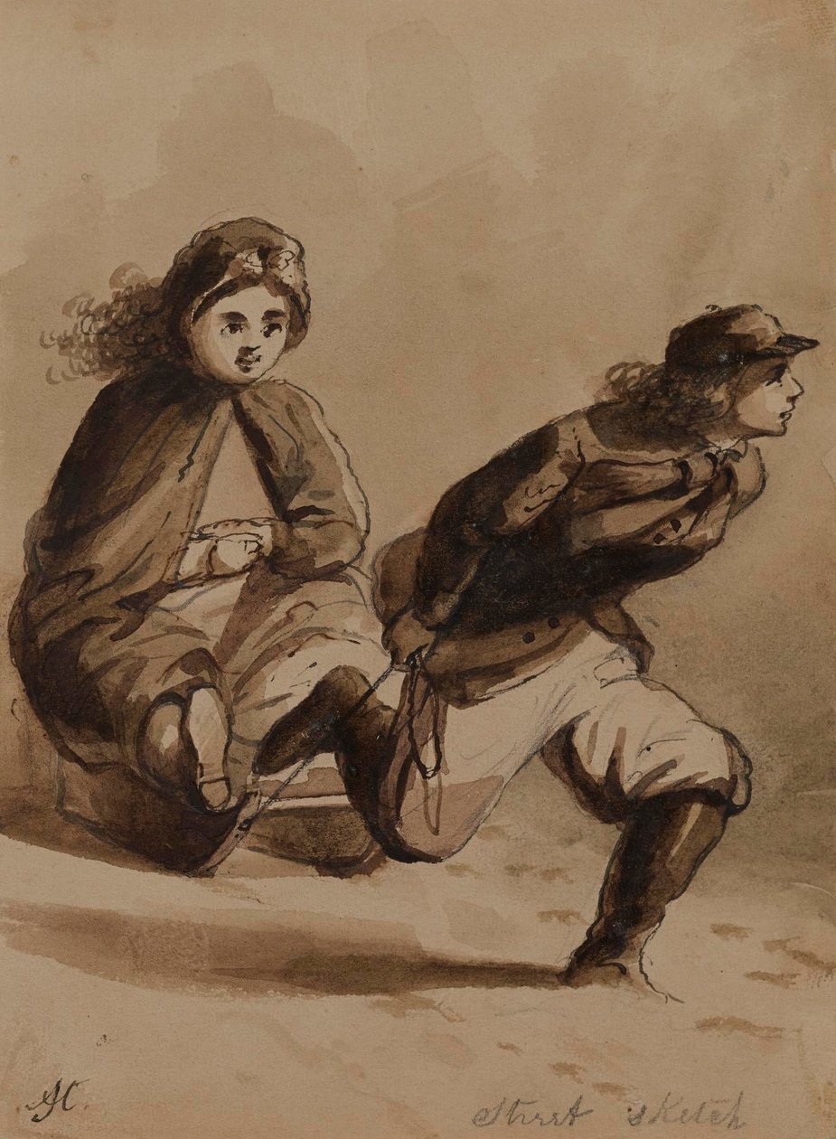Boceto callejero. La galantería de un niño de Alfred Jacob Miller