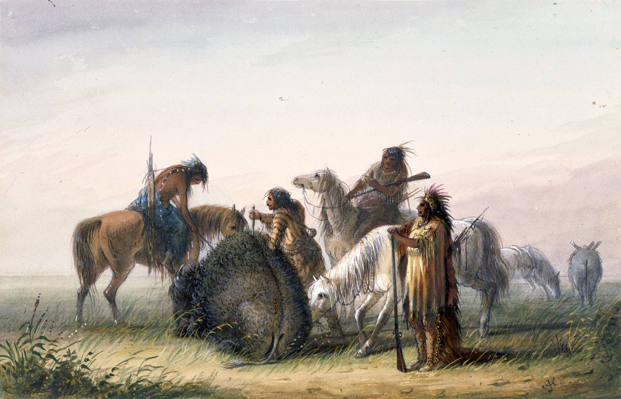 Abastecimiento del campamento con carne de búfalo de Alfred Jacob Miller