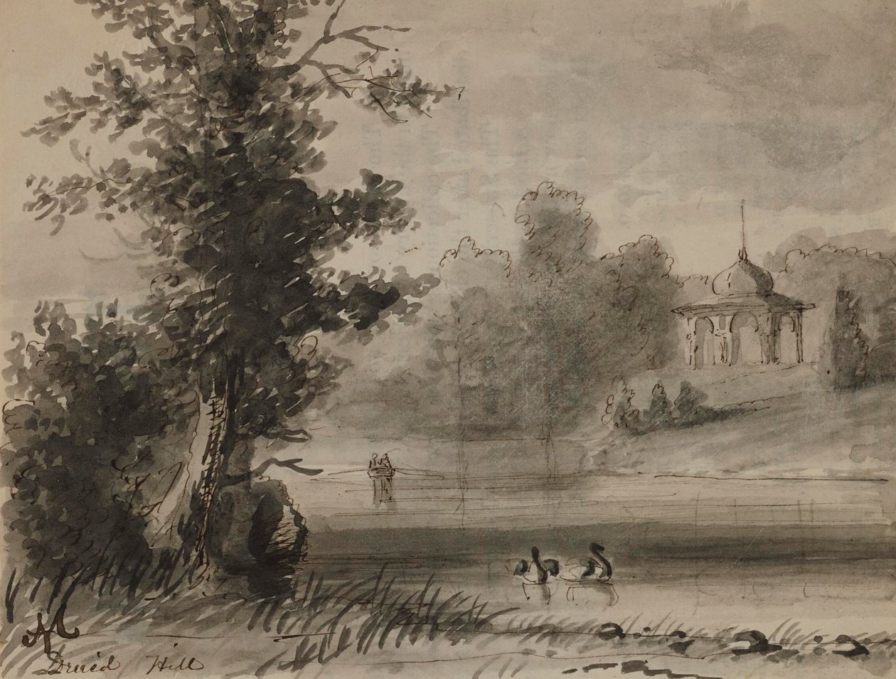 Vista del lago en el parque Druid Hill de Alfred Jacob Miller