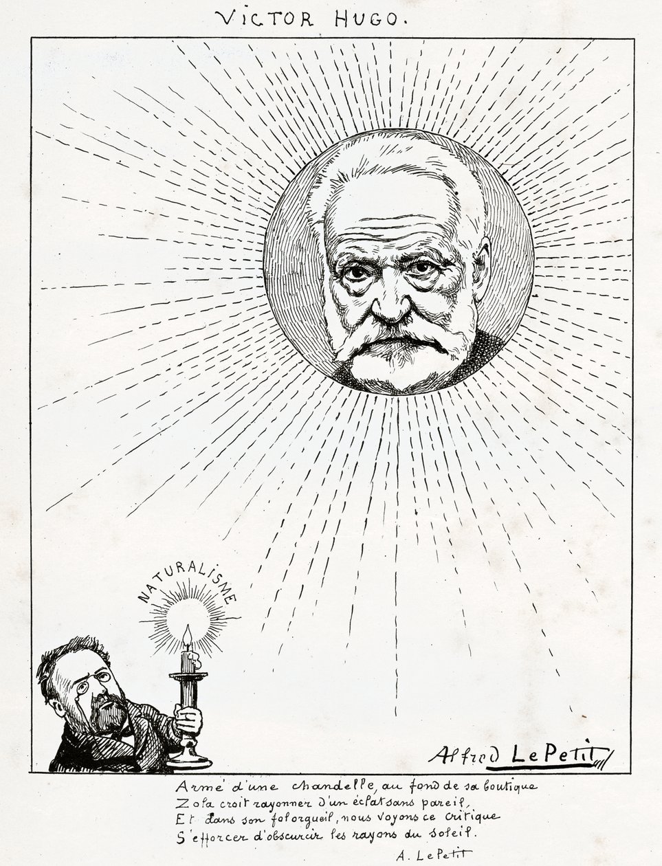 Caricatura de Victor Hugo y Emile Zola, c.1875-1880 (grabado) de Alfred Le Petit
