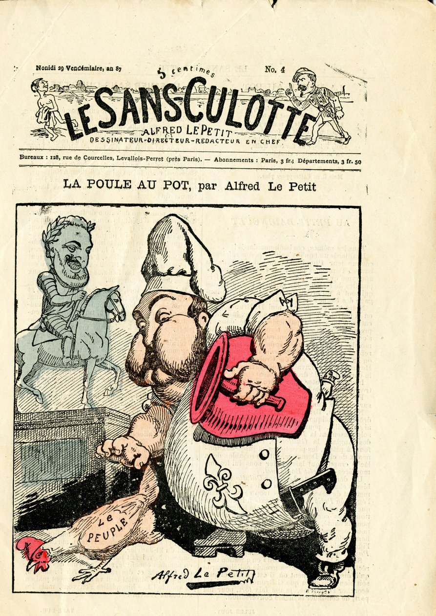 Portada de Le Sans-Panlotte, número 4, Satírico en Colores de Alfred Le Petit