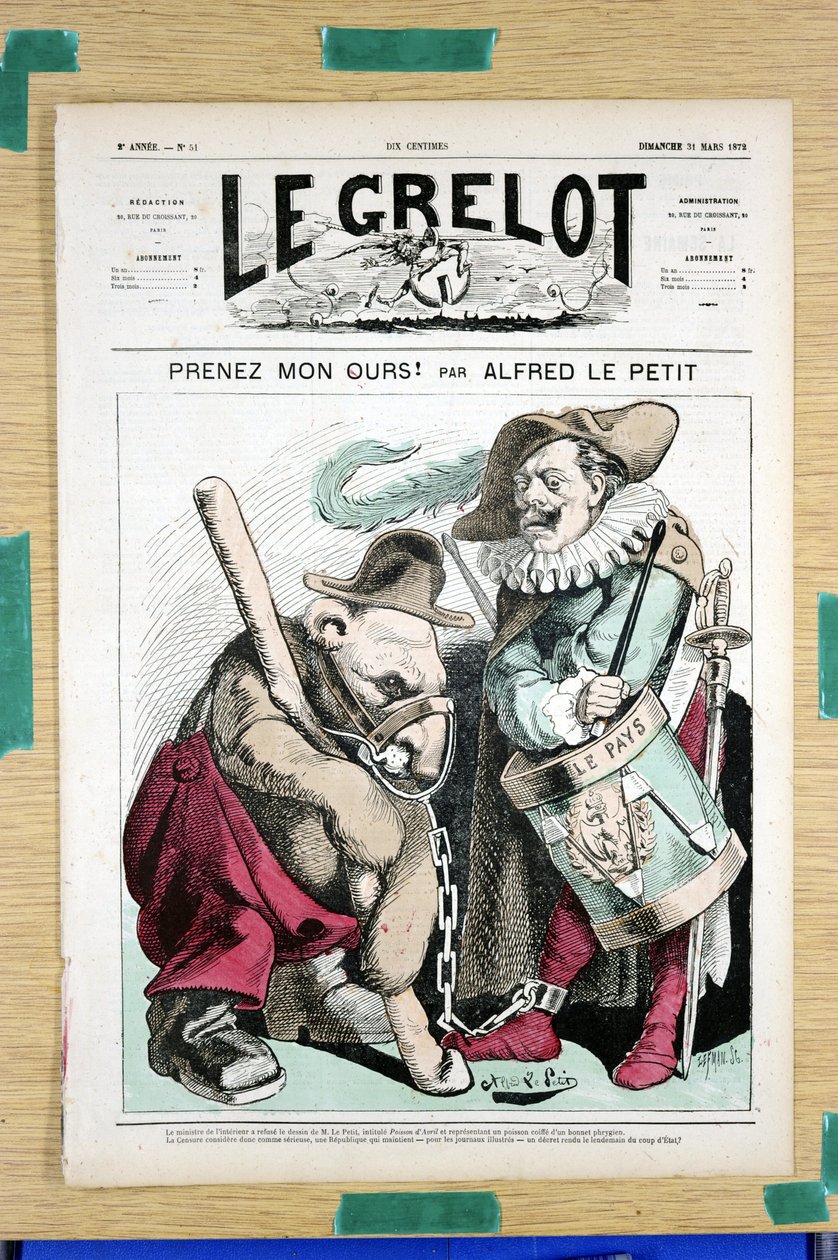 Portada de "Le Grelot", número 51, Satírico en Colores de Alfred Le Petit