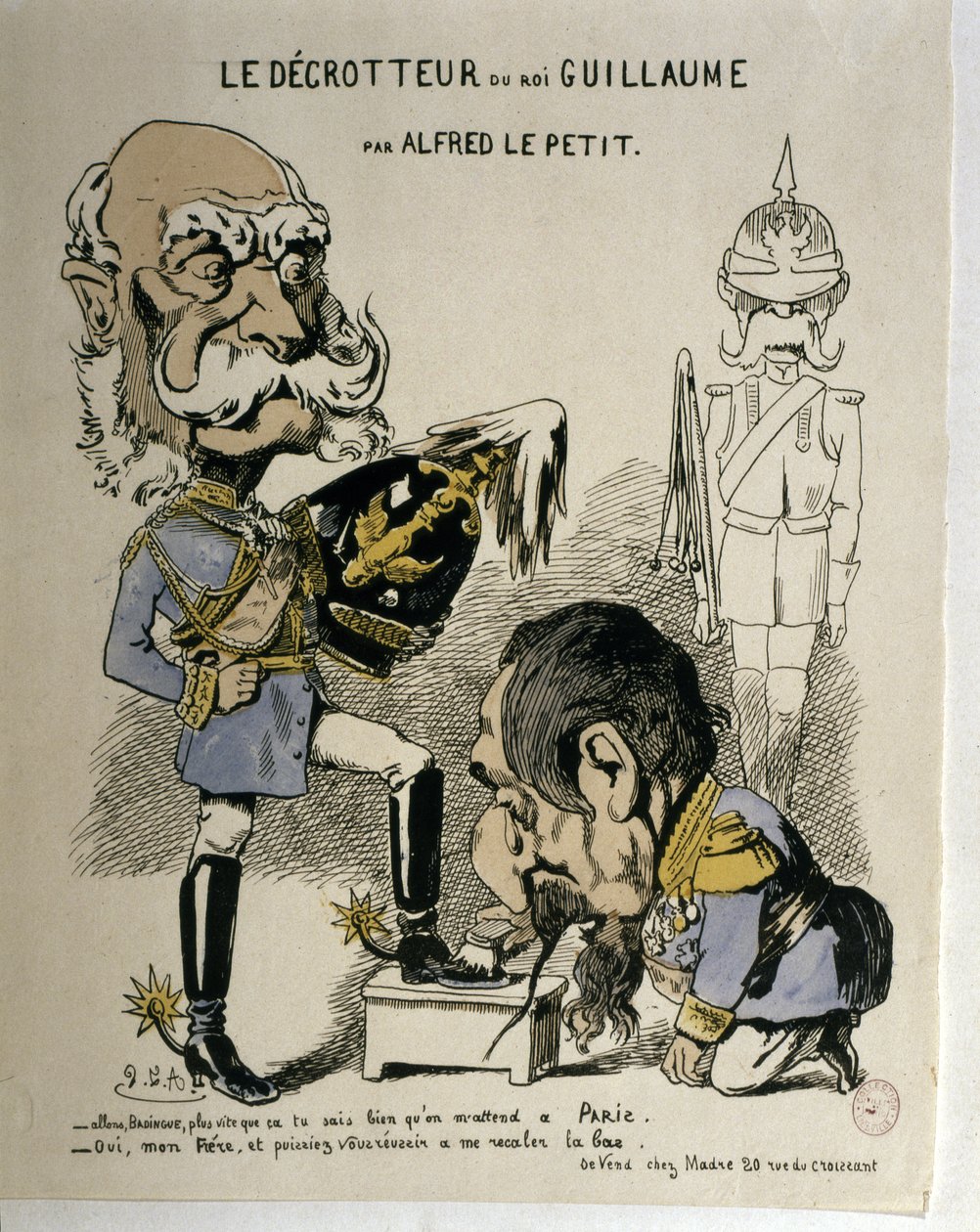 GUERRA FRANCO-PRUSIANA: Caricatura de Guillermo I de Prusia y Napoleón III de Fran... de Alfred Le Petit
