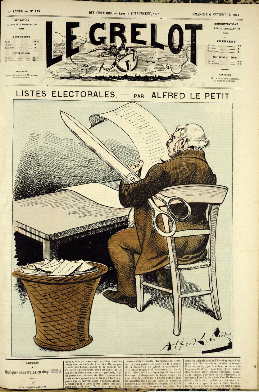 Ilustración para la portada de Le Grelot, No. 178 de Alfred Le Petit