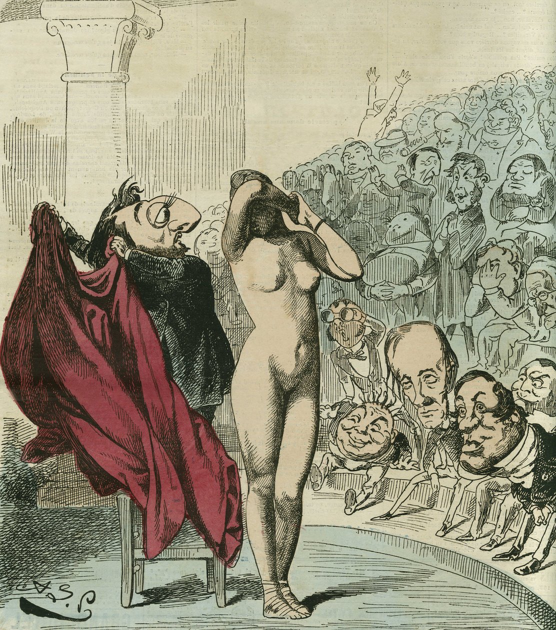 La nueva Friné, según una pintura de Gerome, Friné sería la República desvelada. En 