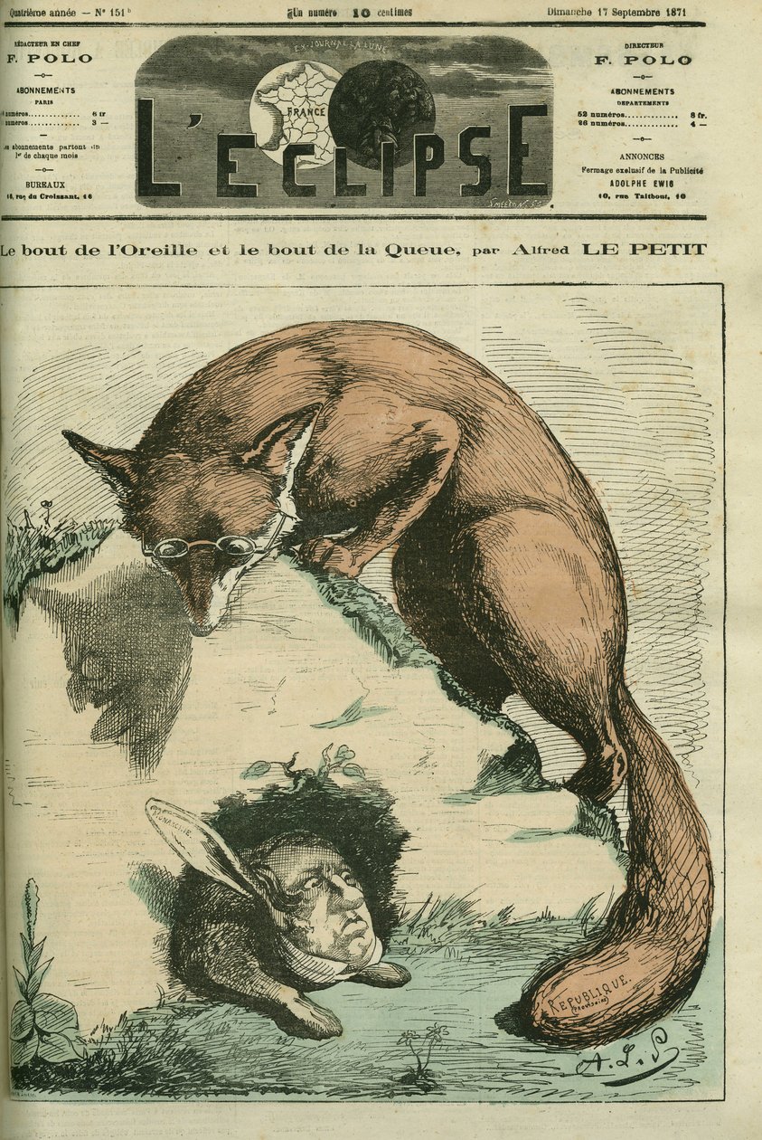 La punta de la oreja y la punta de la cola, entre Adolphe Thiers en zorro - República y Philippe d