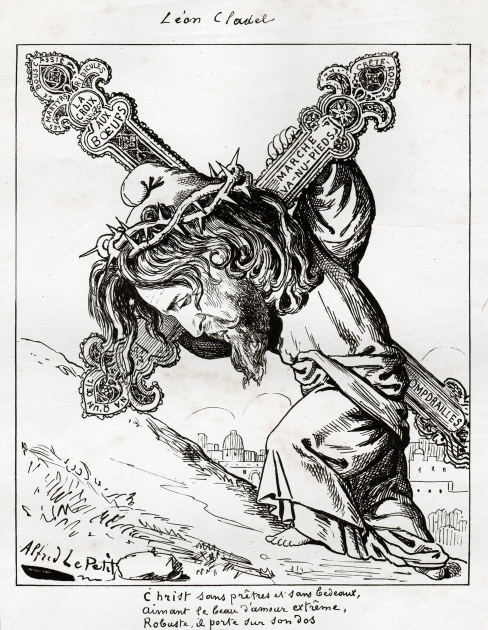 Caricatura de Leon Cladel, c.1875-80 de Alfred Le Petit
