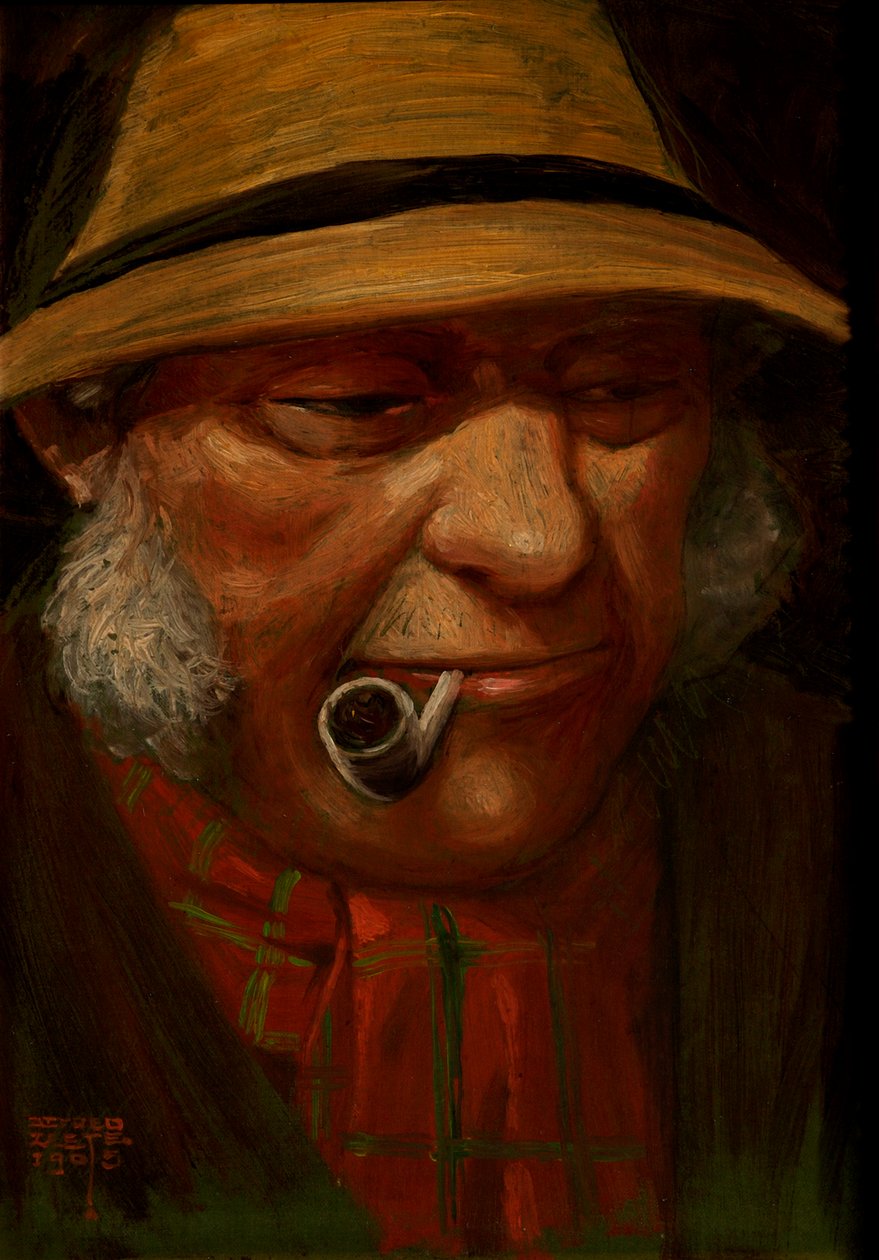 Pintura de hombre fumando pipa, 1905 de Alfred Leete