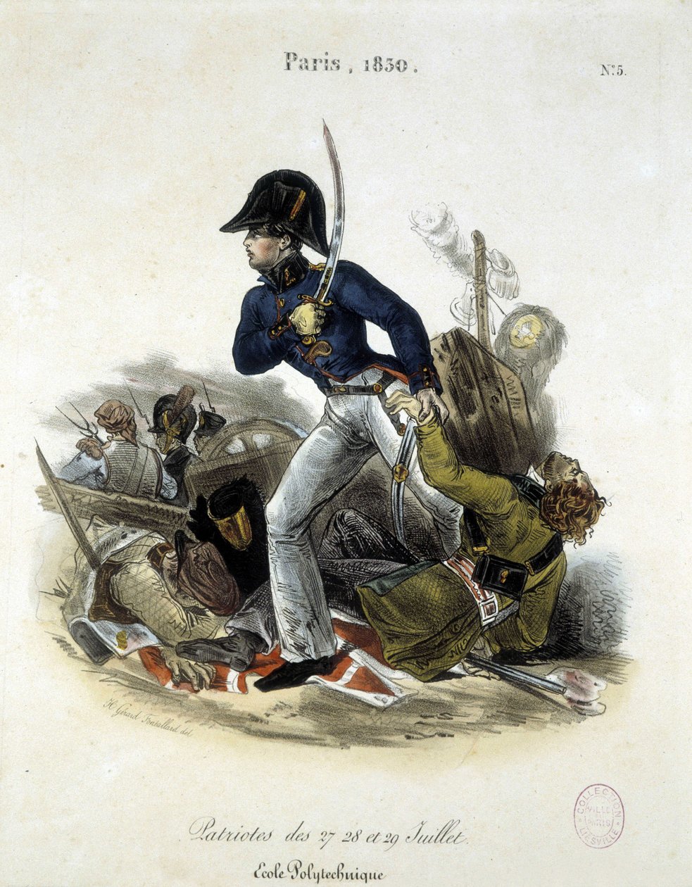 Politécnico durante la revolución de 1830 por Lemercier de Alfred Leon Lemercier