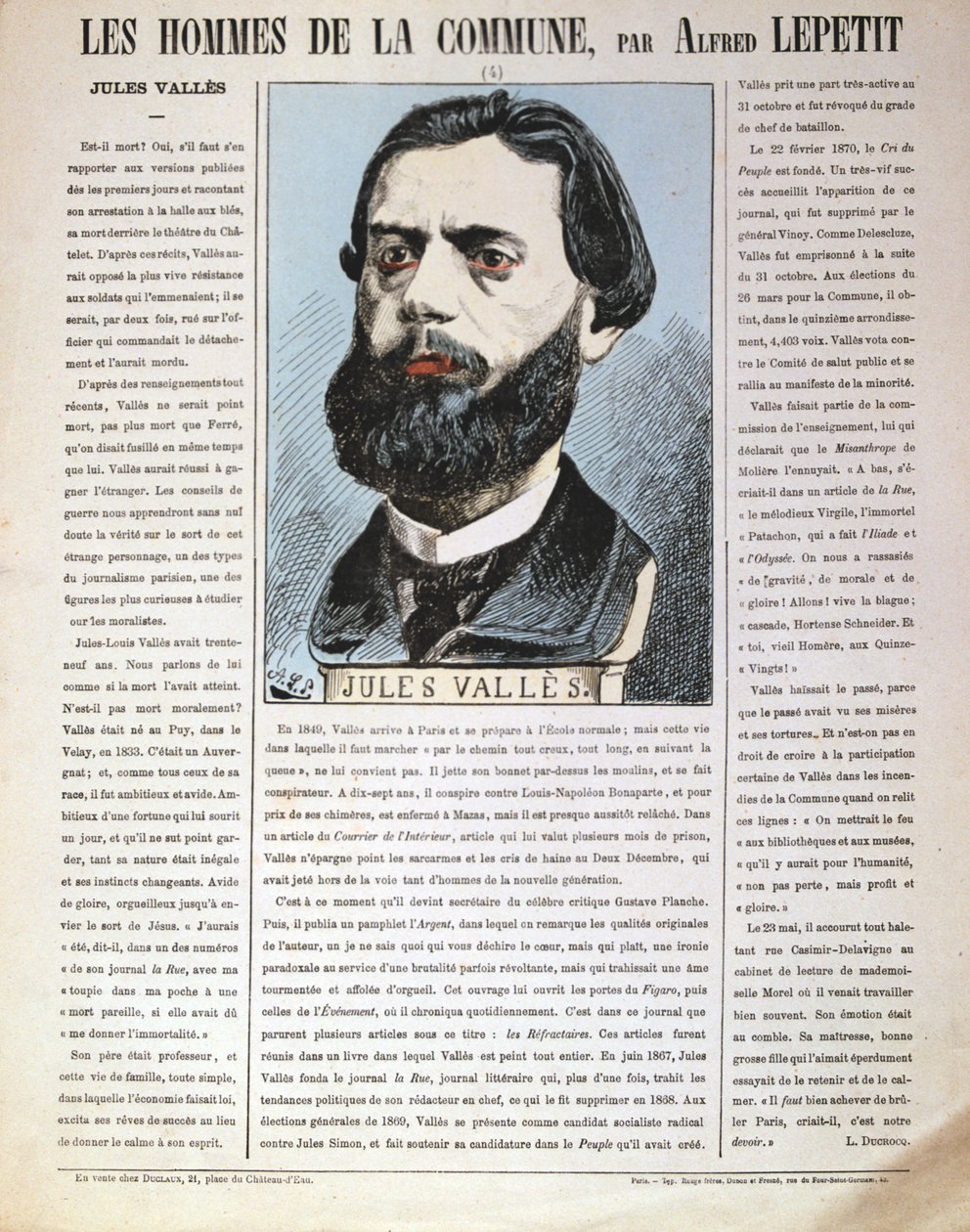 Jules Vallès, periodista francés, autor y miembro de la Comuna de París de Alfred Lepetit