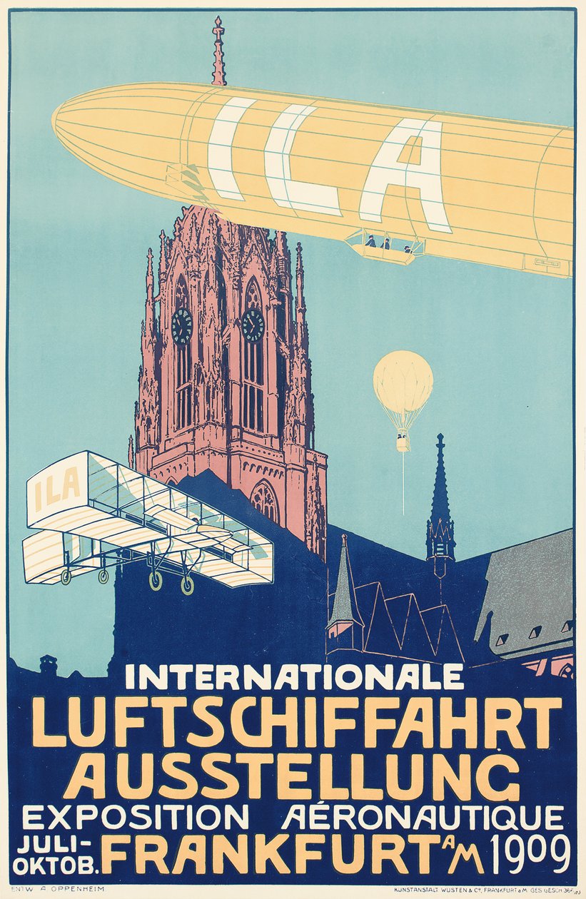 Cartel publicitario de la Exposición Internacional de Globos de Fráncfort de 1909 de Alfred Nathaniel Oppenheim