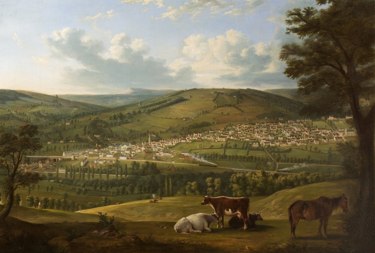 Stroud desde cerca del Fuerte Rodborough, Gloucestershire de Alfred Newland Smith