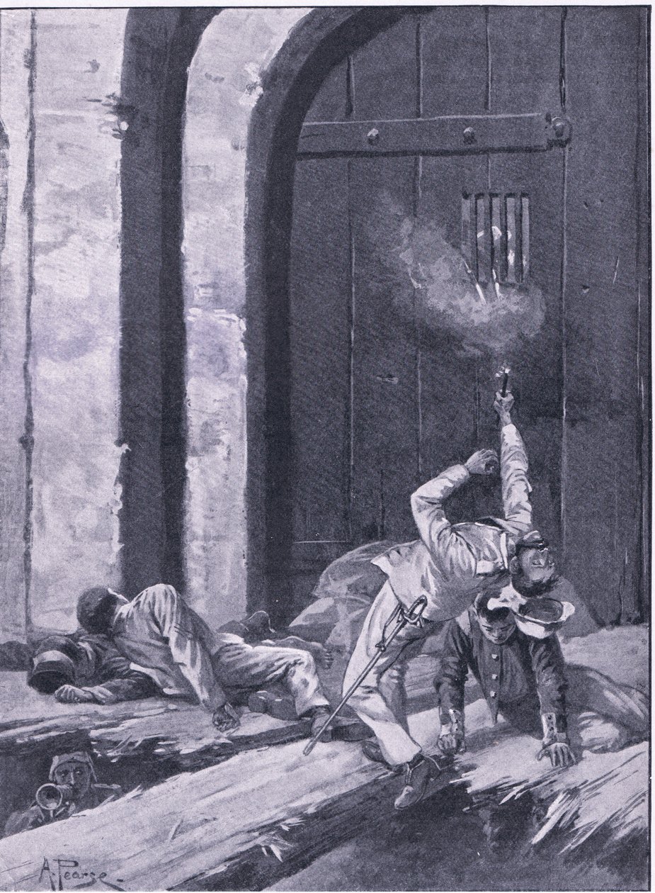 Delhi: Teniente Salkeld, ingenieros de Bengala volando la Puerta de Cachemira, ilustración de British Battles on Land and Sea, 1915 de Alfred Pearse