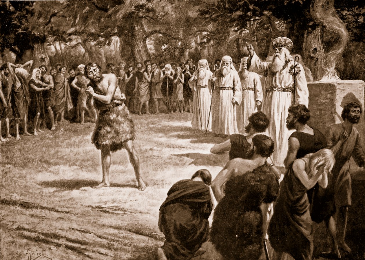 La justicia siendo impartida por los druidas, ilustración de 