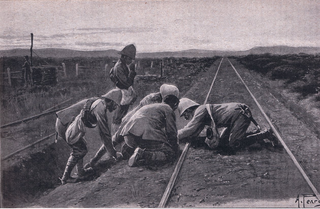 Nuestras tropas volando una vía férrea militar al norte de Bloemfontein de Alfred Pearse